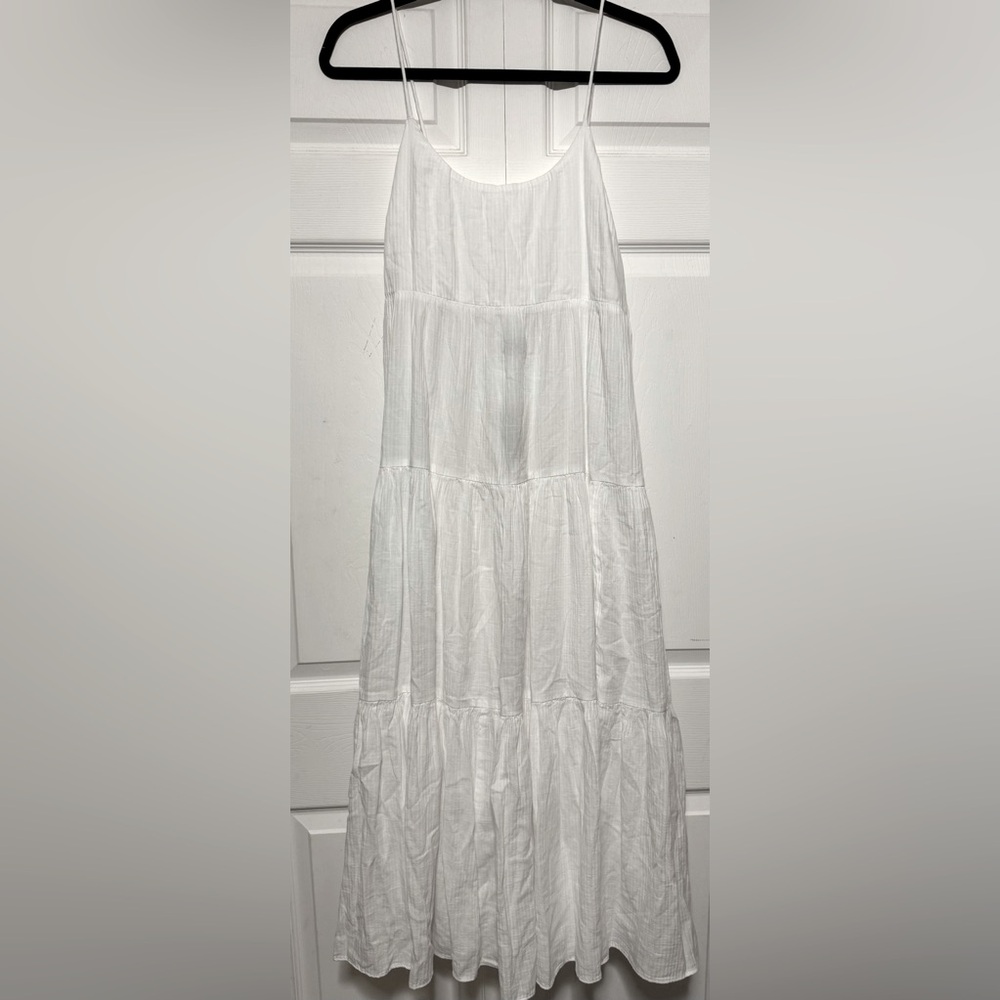 J. Crew White Tiered Midi Dress